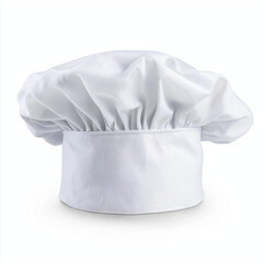 Single white chef hat isolated on a white background