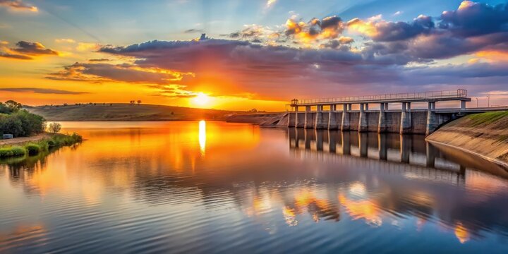 Sunset at Cabedelo Dam in PB, sunset, Cabedelo, Dam, PB, Brazil, reflection, water, colorful sky, clouds, peaceful