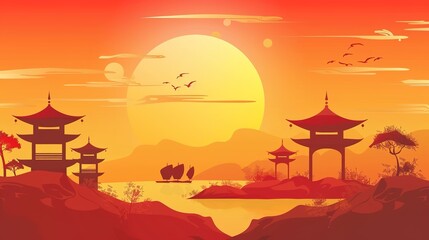 Fantasy landscape Freepik chinese temple fantasy