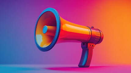 Vibrant Orange Megaphone on Gradient Background
