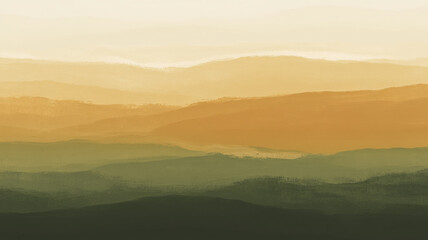 Fototapeta premium Serene Sunset Landscape Golden Hour Mountain Range Panorama