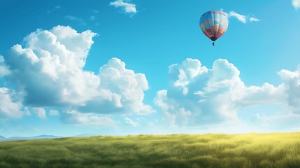 Obraz premium Colorful Hot Air Balloon in a Bright Sky
