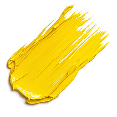 A smudged smear of yellow paint isolated on a white background