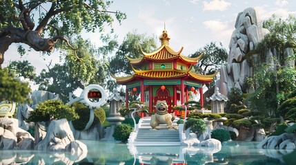 Obraz premium Digital artwork Ancient chinese architecture chinese