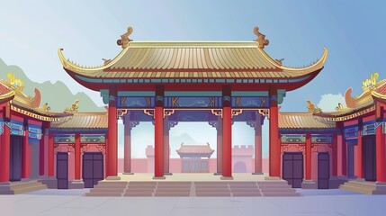 Fototapeta premium Digital artwork Ancient chinese architecture chinese
