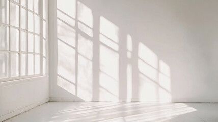 Sunlit White Room Interior Window Shadows Minimalist Background