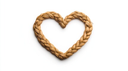 Braided Grass Heart Symbol Isolated on White Background