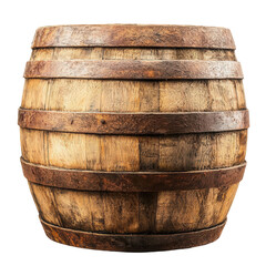 Obraz premium Vintage wooden barrel transparent background rustic decor still life studio setting natural elements