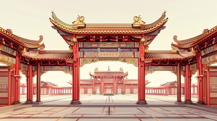 Fototapeta premium Digital artwork Oriental chinese temple fantasy