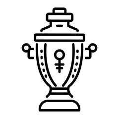 Russian samovar icon in outline style 