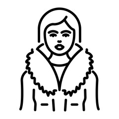A woman wearing shuba coat icon in line style 