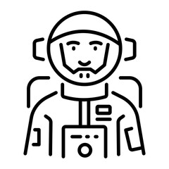 Cosmonaut icon in linear style 