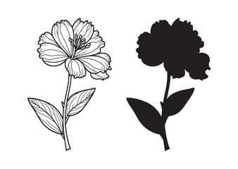 Fototapeta premium Blue Fountain Bush flower line art vector on white background