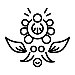Beautiful russian flower icon in linear style 