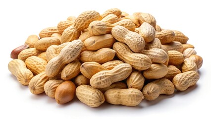 Fototapeta premium A heap of raw organic peanuts isolated on a white background
