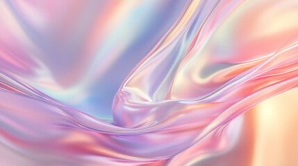 Abstract Silk-Like Flow in Pink and Blue Gradients Background - Made with Generative AI