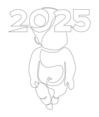 One continuous line of Baby with number 2025. Thin Line Illustration vector concept. Contour Drawing Creative ideas.