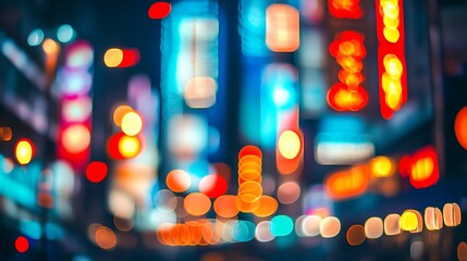 Fototapeta premium Vibrant blurred city lights at night.