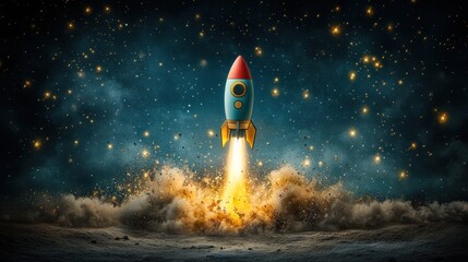 Fototapeta premium Festive Flair: Santa Claus Rides a Sleek Spaceship Rocket for Holiday Promotions, Greeting Cards, Advertisements & Playful Seasonal Designs