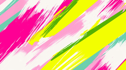 ピンクとイエロー、グリーンのポップな雰囲気のペイント