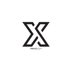 Creative letter m s x line art minimal modern unique shape monogram logo. M logo. S logo. X logo