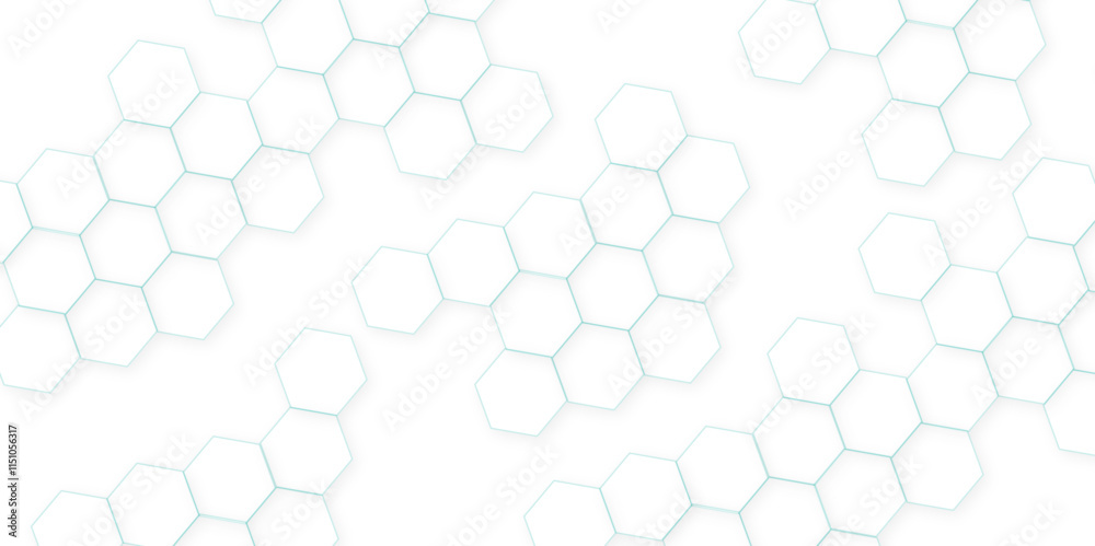 Wall mural abstract white hexagon concept background. seamless pattern with hexagon. hexagonal white hexagons h