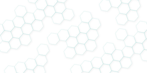 Abstract white hexagon concept background. Seamless pattern with hexagon. Hexagonal white hexagons honeycomb wallpaper. Abstract white lines background.	