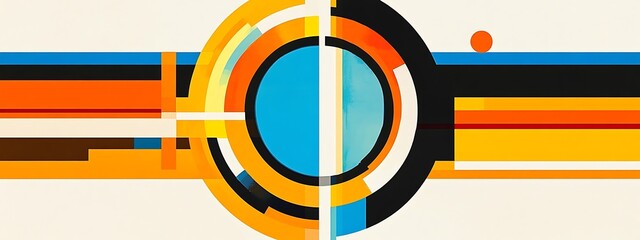 Fototapeta premium Abstract geometric art with vibrant colors and circular shapes.
