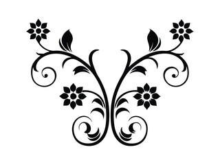 Vintage floral graphic element on white background