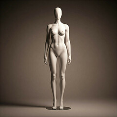 Fototapeta premium white female mannequin standing on a brown background in a studio setting