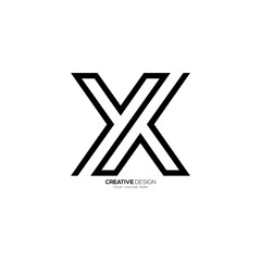 Line art creative letter y x k unique shape minimal modern monogram logo. Y logo. X logo. K logo