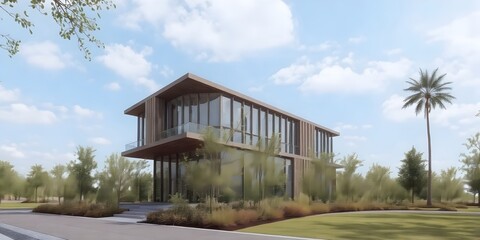 Obraz premium 3d render of a building. Modern Architectural Blueprint Image 