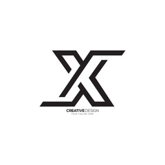 Line art letter X modern gaming business creative minimal monogram logo. X logo