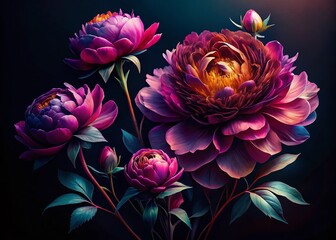 Fototapeta premium Abstract Peony Rose Silhouette Floral Illustration Art