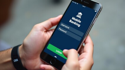 Person using mobile banking app on smartphone