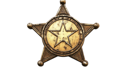 Vintage sheriff badge isolated on transparent background, png