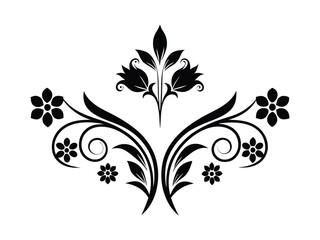 Vintage floral graphic element on white background