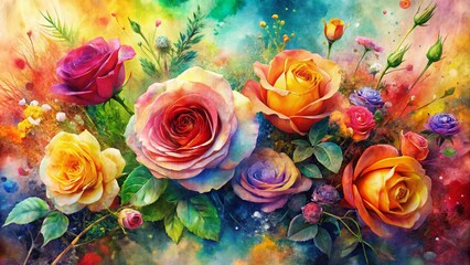 Abstract Roses & Wildflowers Double Exposure Design