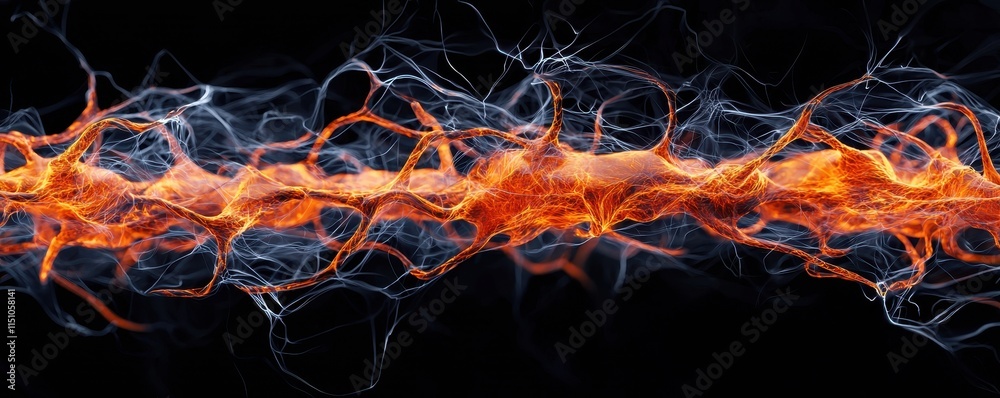 Poster a vibrant and dynamic abstract representation of energy, showcasing intricate patterns of light and 
