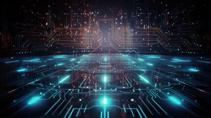 Fototapeta premium Futuristic Circuit Board Digital Network Technology