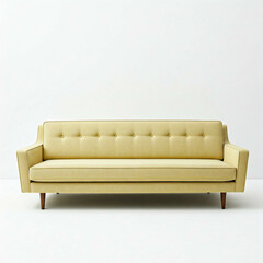modern yellow sofa in minimalist interior design with white background