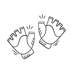 Gym equipment hand drawn illustration. Gym gloves vector icon doodle. Workout fitness device outline style design.