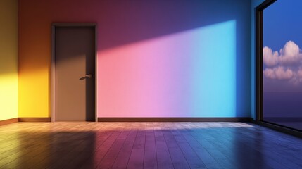 Modern interior design showcase urban apartment visual art vibrant colors minimalist space aesthetic perspectives