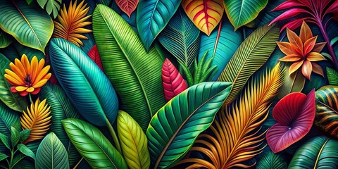 Abstract Tropical Leaves - Botanical Backgrounds for Design