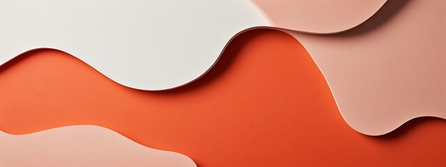 Abstract orange, pink, and white wavy layers.