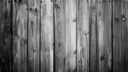 Fototapeta premium Black and white wooden plank texture highlighting natural grains and knots in a minimalist and rustic design. Monochrome background concept 