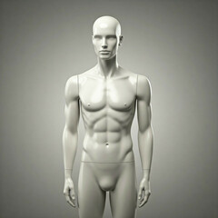 Fototapeta premium white male mannequin standing in front of a gray background
