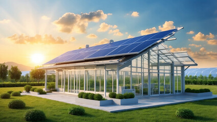 Obraz premium Innovative Solar Energy Panels Installed on a Roof, Showcasing Sustainable Energy Solutions for Modern Living