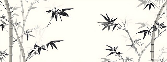 Fototapeta premium Elegant grayscale bamboo illustration, ideal for backgrounds and design.
