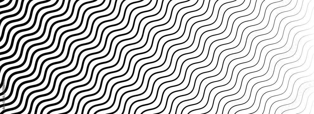Poster black curved stripe texture gradient. wave line pattern wallpaper. fading wavy linear halftone grada